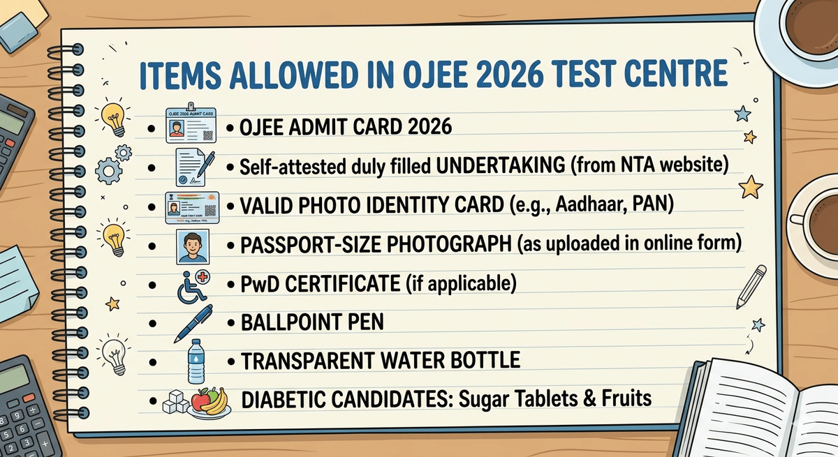 Items allowed in the OJEE 2026 Test Centres
