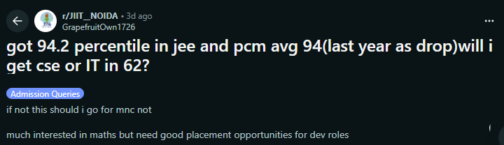 Reddit Discussion on JEE Mains for 94 Percentile