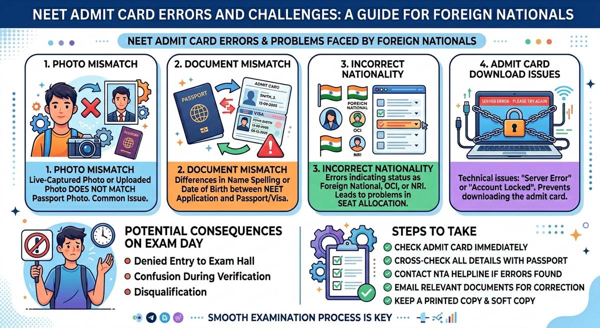 NEET Admit card Errors and problems faced by Foreign Nationals