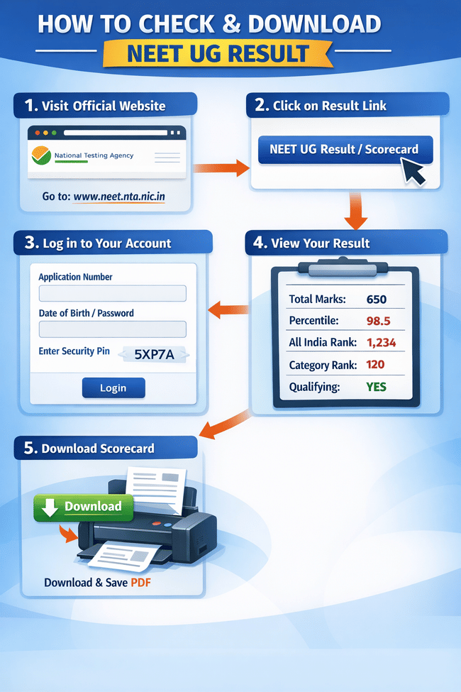 NEET UG Result 2026:  How to Download