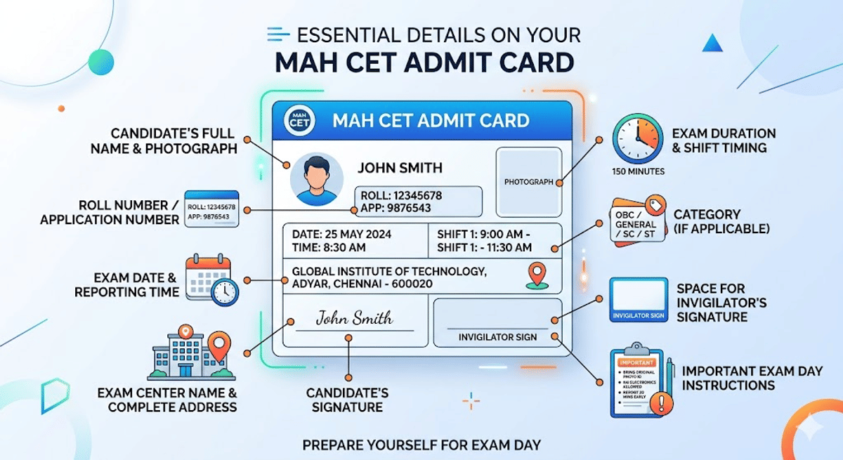 Details Mentioned on MAH CET Admit Card