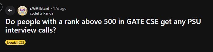 Reddit Discussion on GATE PSU CSE Cutoff 2026
