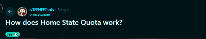 Reddit Discussion on Home State Quota in JEE Mains 2026