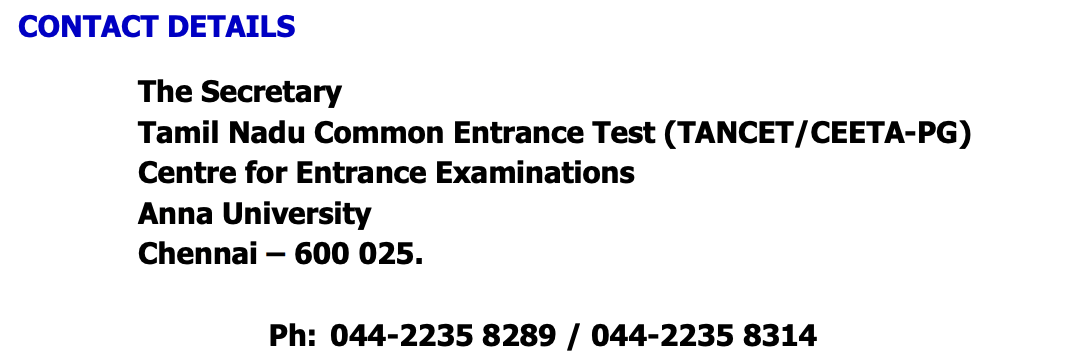 TANCET Correction Details