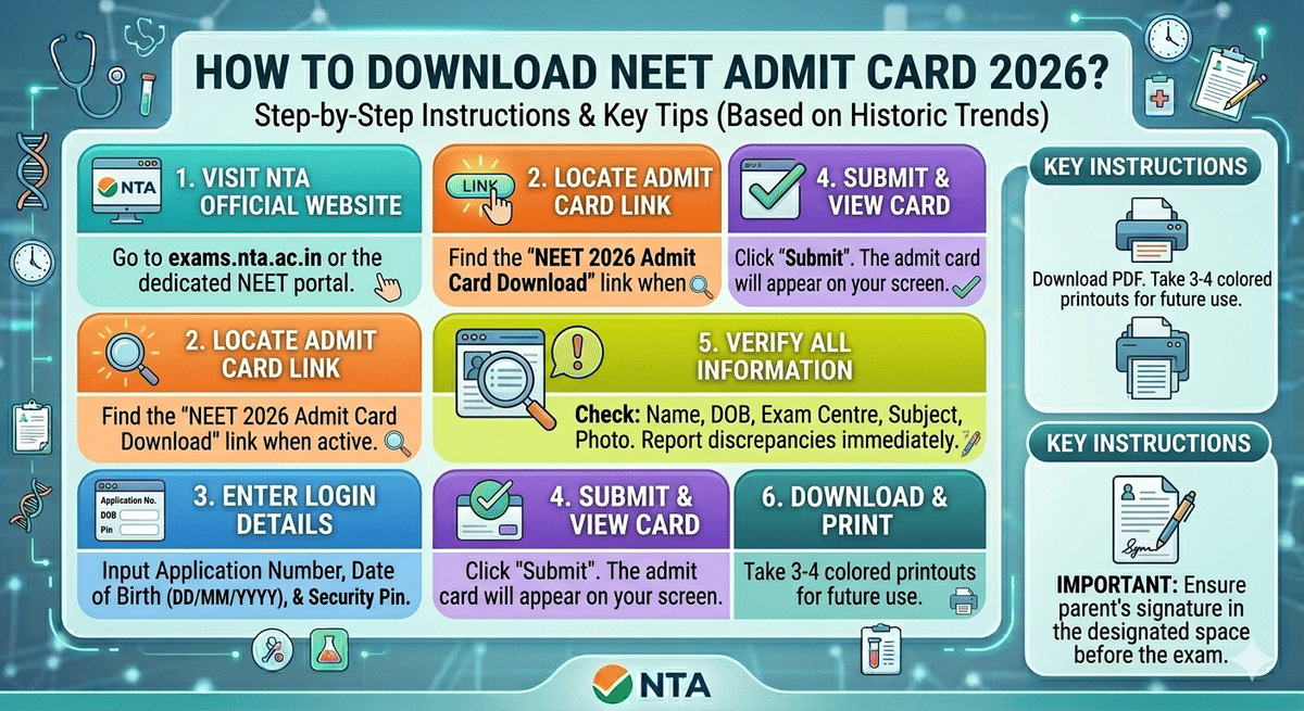NEET 2026 Admit Card Release Date: How to Download the NEET 2026 Admit Card