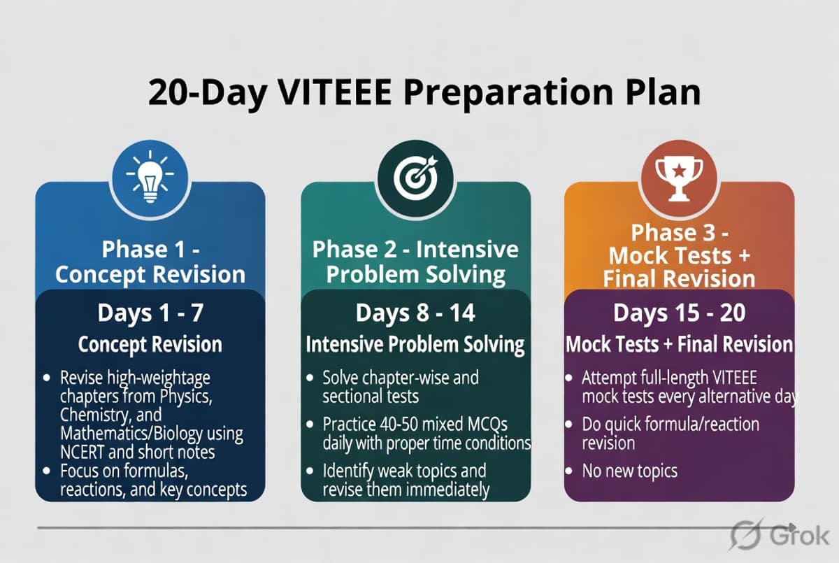 VITEEE 2026: Phase-wise Last 20 Days Study Plan
