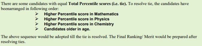 JEE Main Tie-Breaking Policy