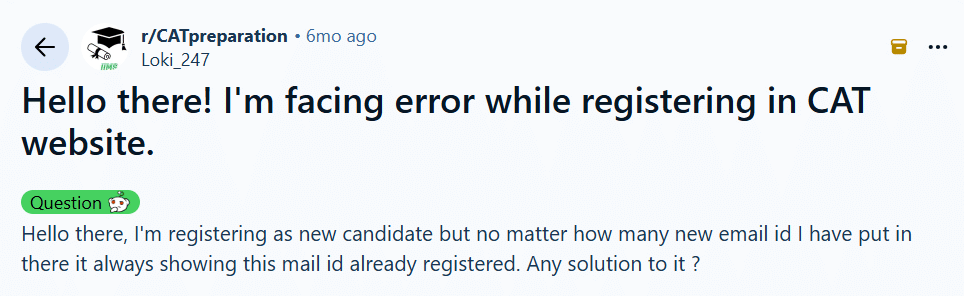 CAT 2026 Application Errors and Problems