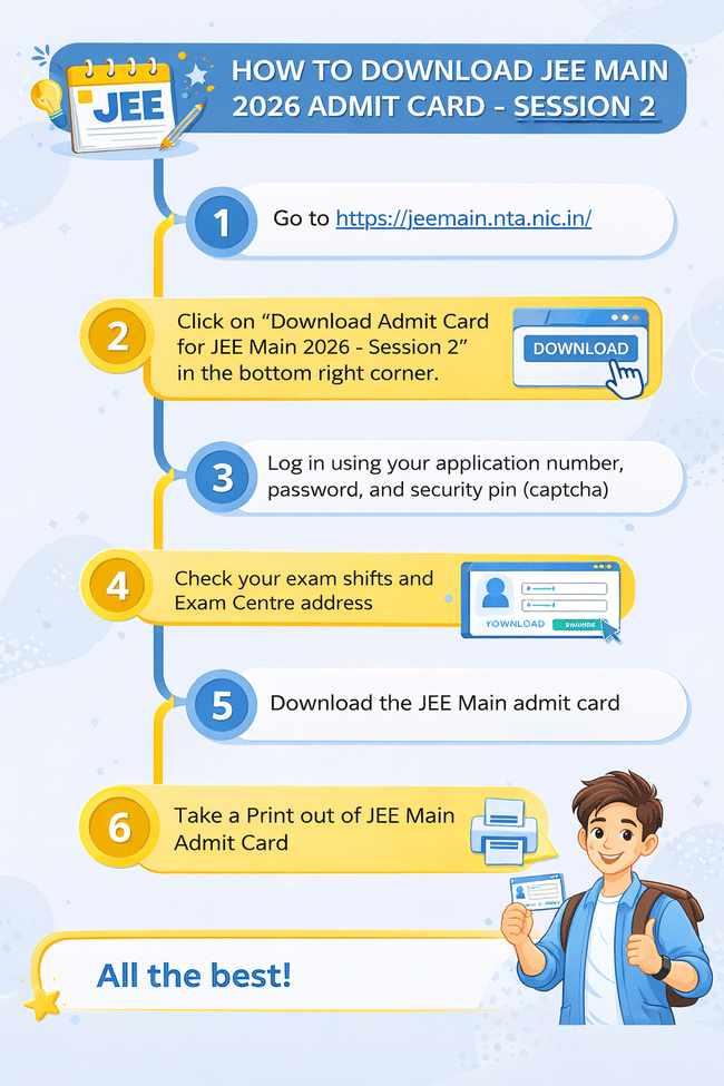 How to Download the Admit Cards for JEE Main 2026 Exam Shifts Session 2