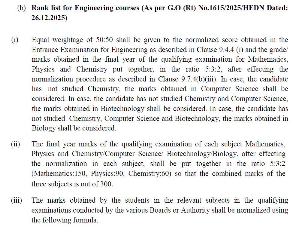 Board Marks Ratio for KEAM Rank List Preparation 