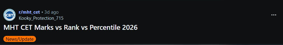 Reddit Discussion on MHT CET Marks vs Percentile 