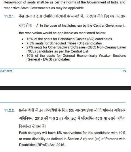 Reservation Policy for GPAT 2026