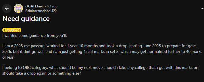 OBC Candidate with 43 Marks