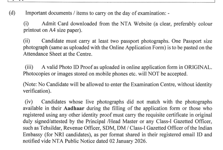 Documents You Must Carry for JEE Main Biometric Checks 
