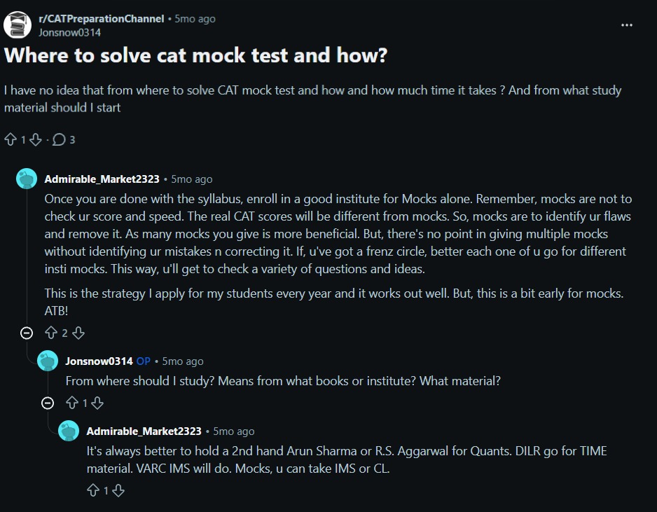 Mock Test Strategy for CAT 2026 Reddit