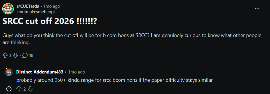 CUET SRCC GBO B.Com Alternatives 2026 : Reddit Discussions