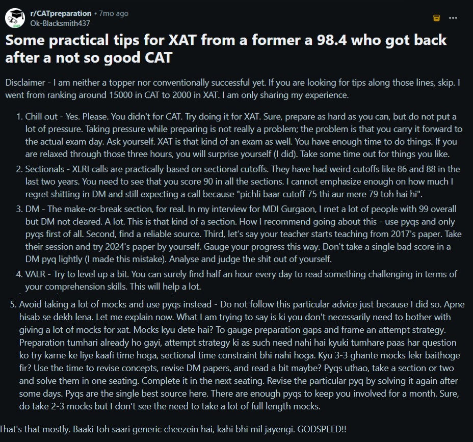 XAT 2027 Application: Reddit Discussion