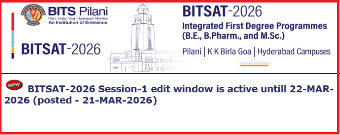 BITSAT 2026 Form Correction Dates