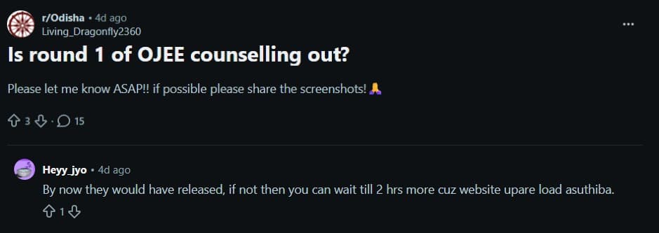 OJEE 2026 Counselling Login Reddit Discussion