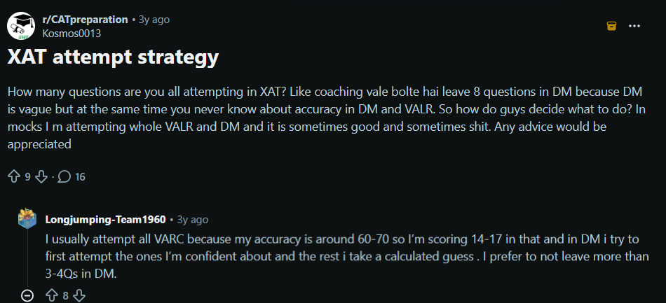 XAT 2027 Decision Making Reddit Discussion