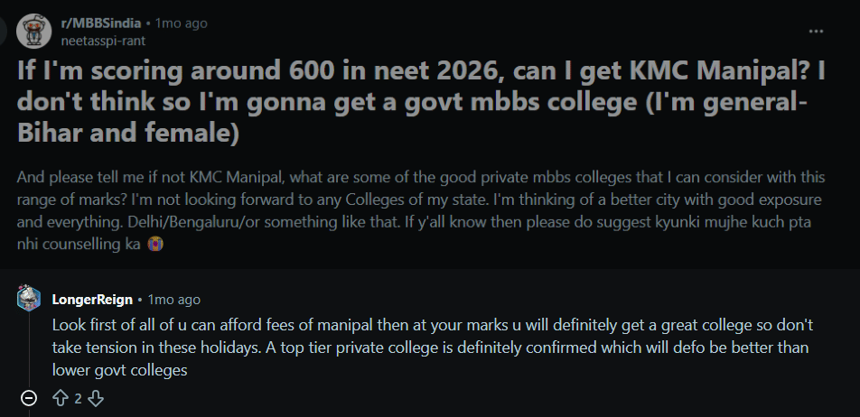 NEET UG 2026 600 Marks&nbsp;: Reddit Discussion
