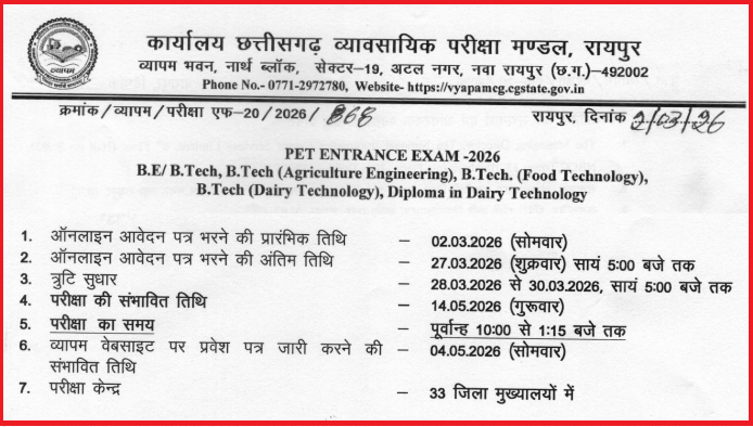 CGPET 2026 Important Dates