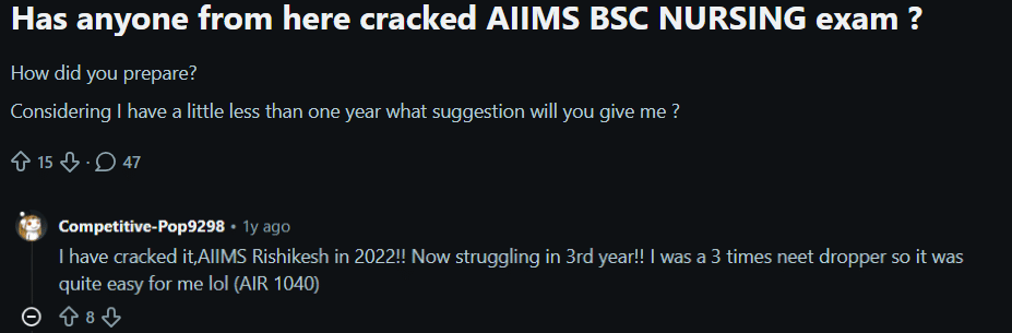 AIIMS BSc Nursing 2026 : Reddit Discussion
