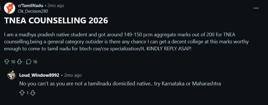 TNEA 2026 Login: Reddit Discussion