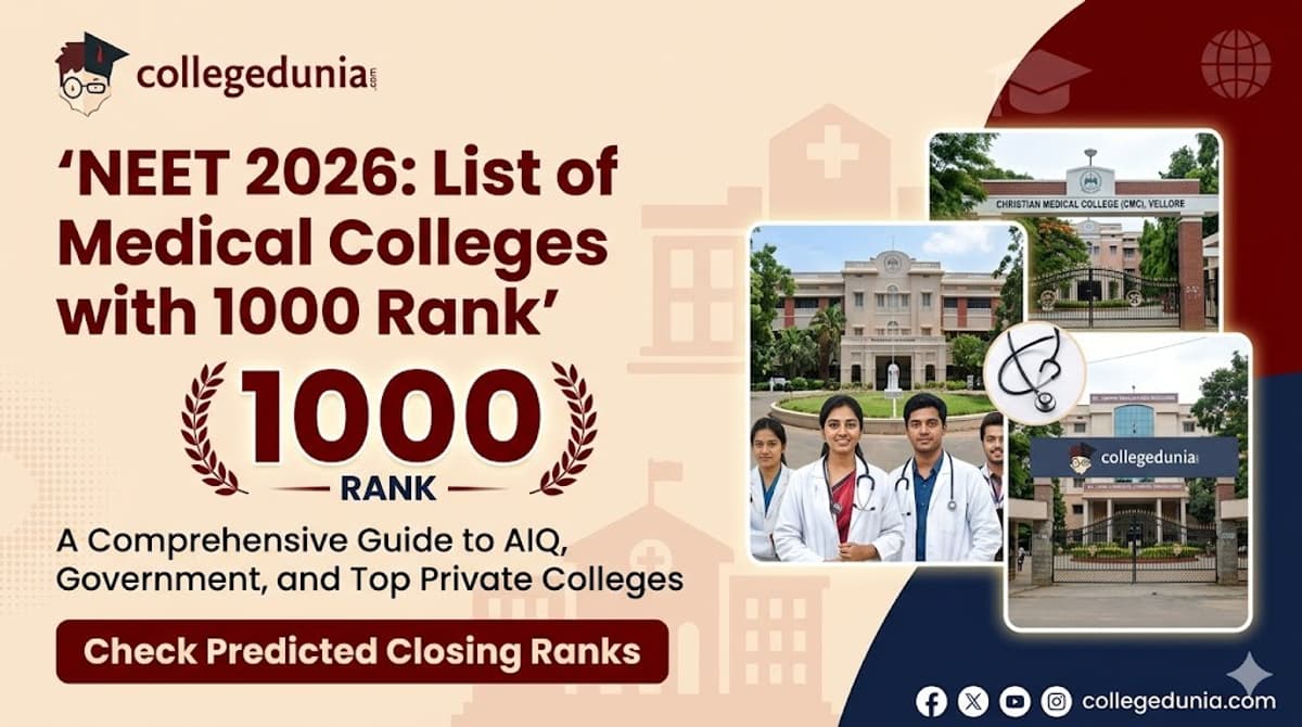 List of Medical Colleges with 1000 Rank in NEET 2026