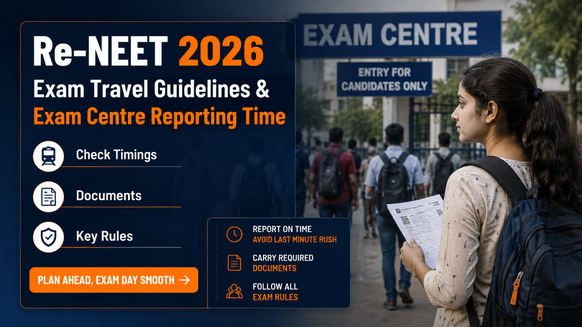 Re-NEET 2026 Exam Centre Reporting Time and Travel Guidelines