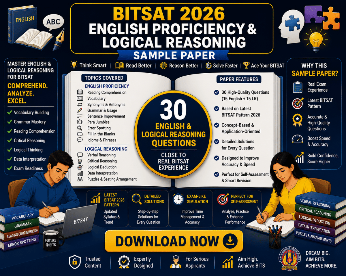 BITSAT English Proficiency and Logical Reasoning Sample Paper 2026 PDF: Direct Link, Solutions, and Its Importance