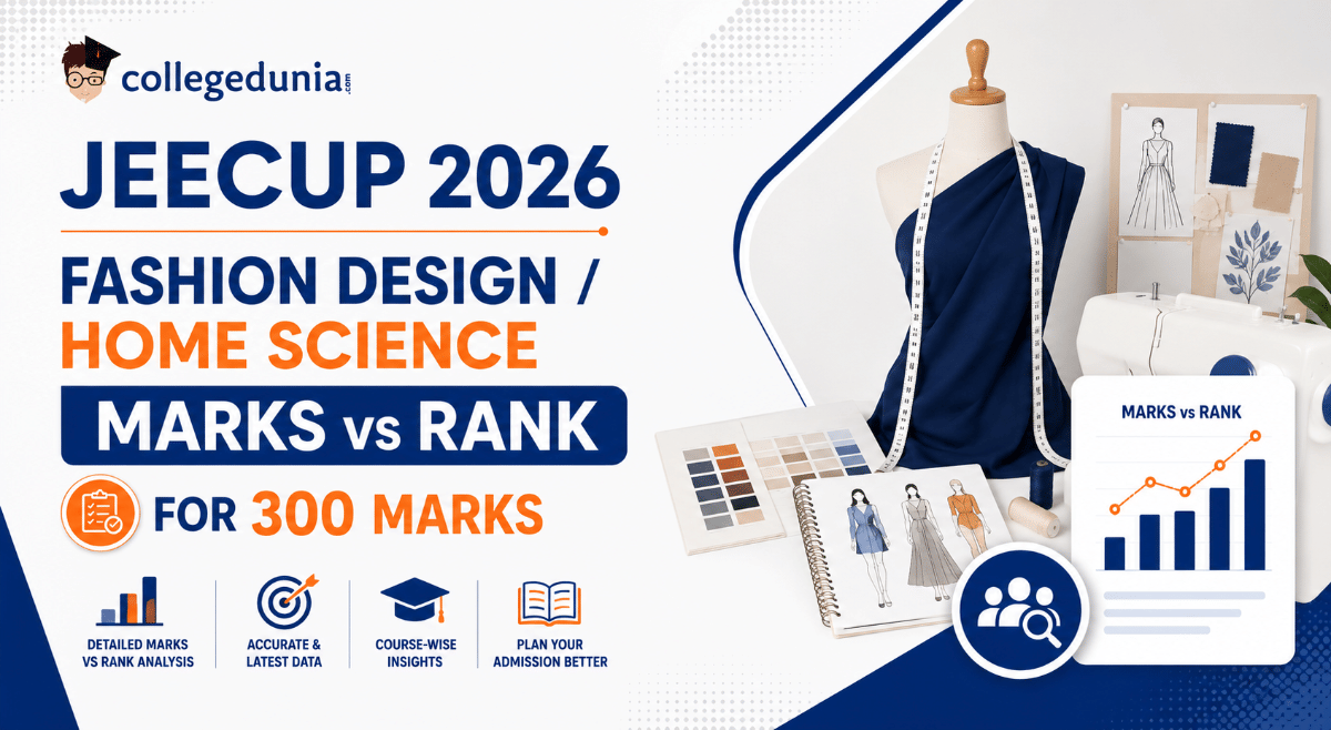 JEECUP 2026 Fashion Design / Home Science Marks vs Rank for 300 marks