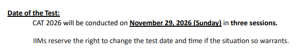 When is CAT 2026 Exam Date?