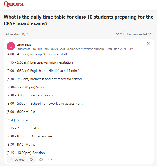 preparation timetable for CBSE