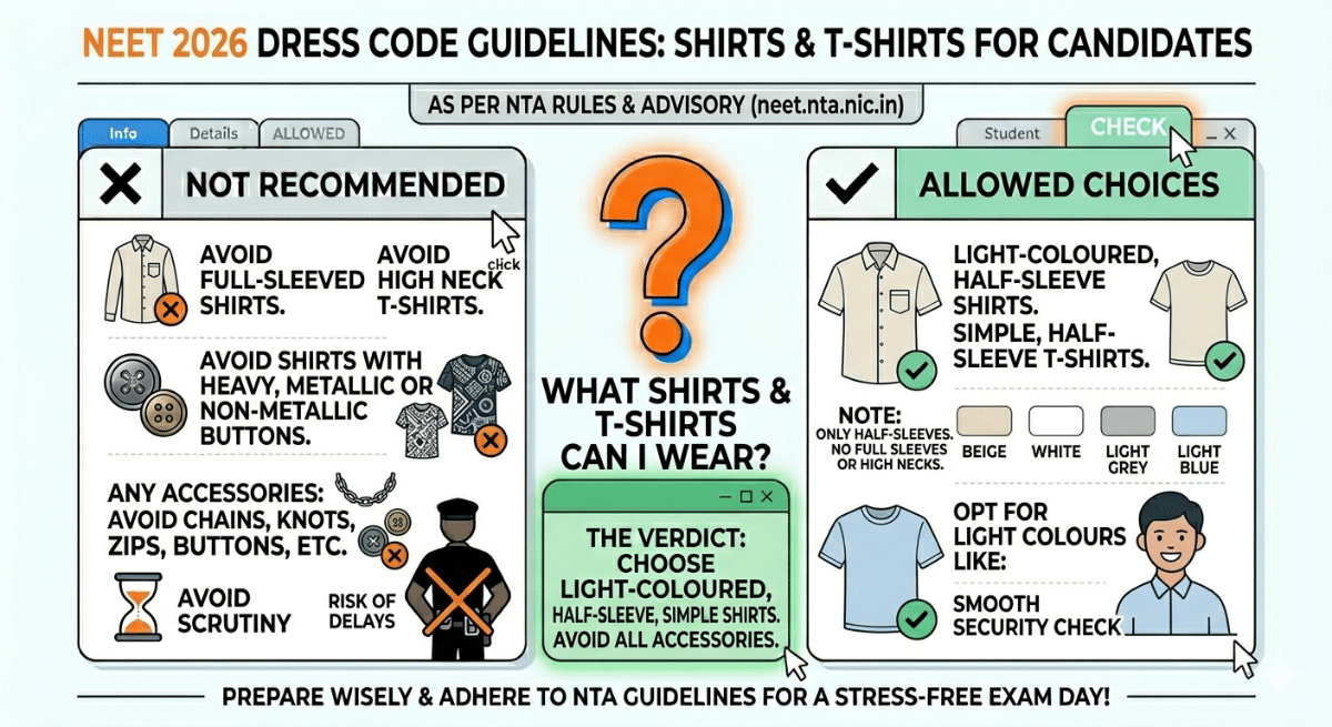 Shirts/ T-shirts that are Allowed for Candidates