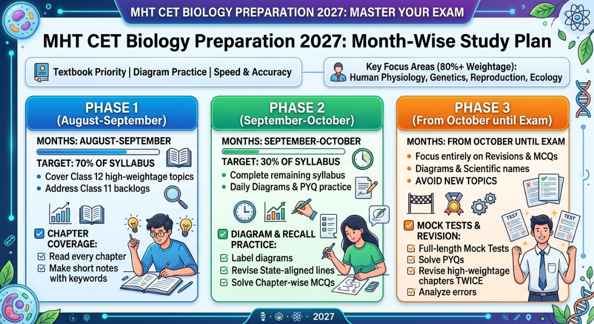 MHT CET Biology Preparation 2027: Month-Wise Study Plan