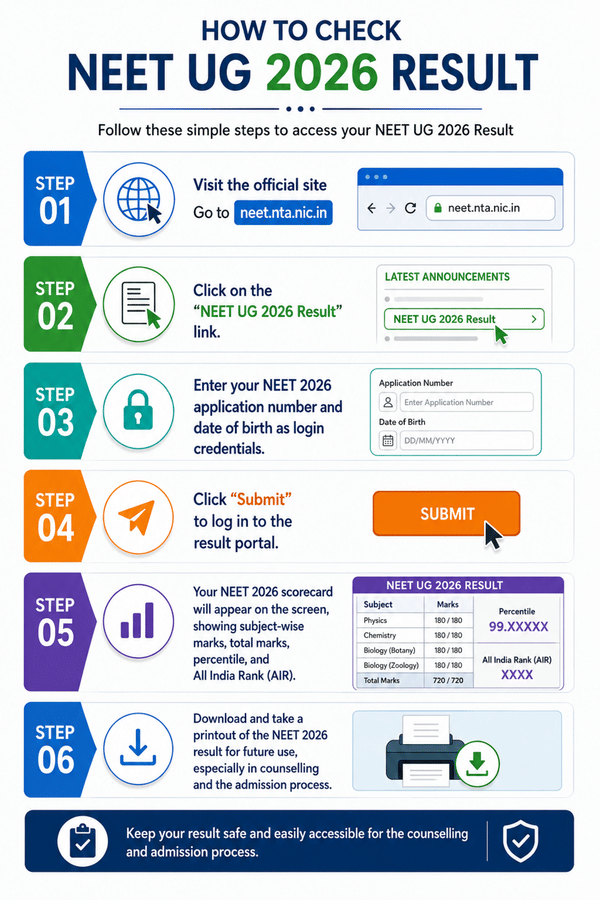 Steps to Check NEET 2026 Result Online