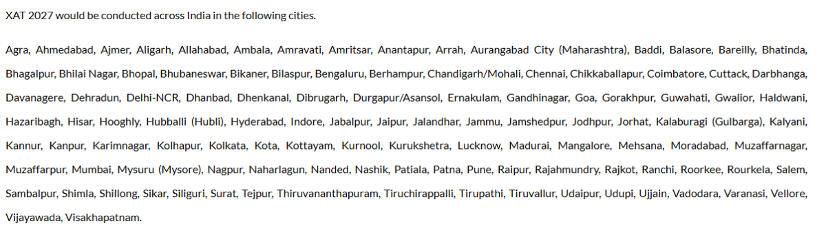 XAT Exam Centres 2027: State-Wise List