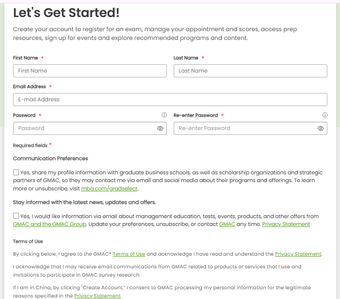 GMAT 2027 Application Process