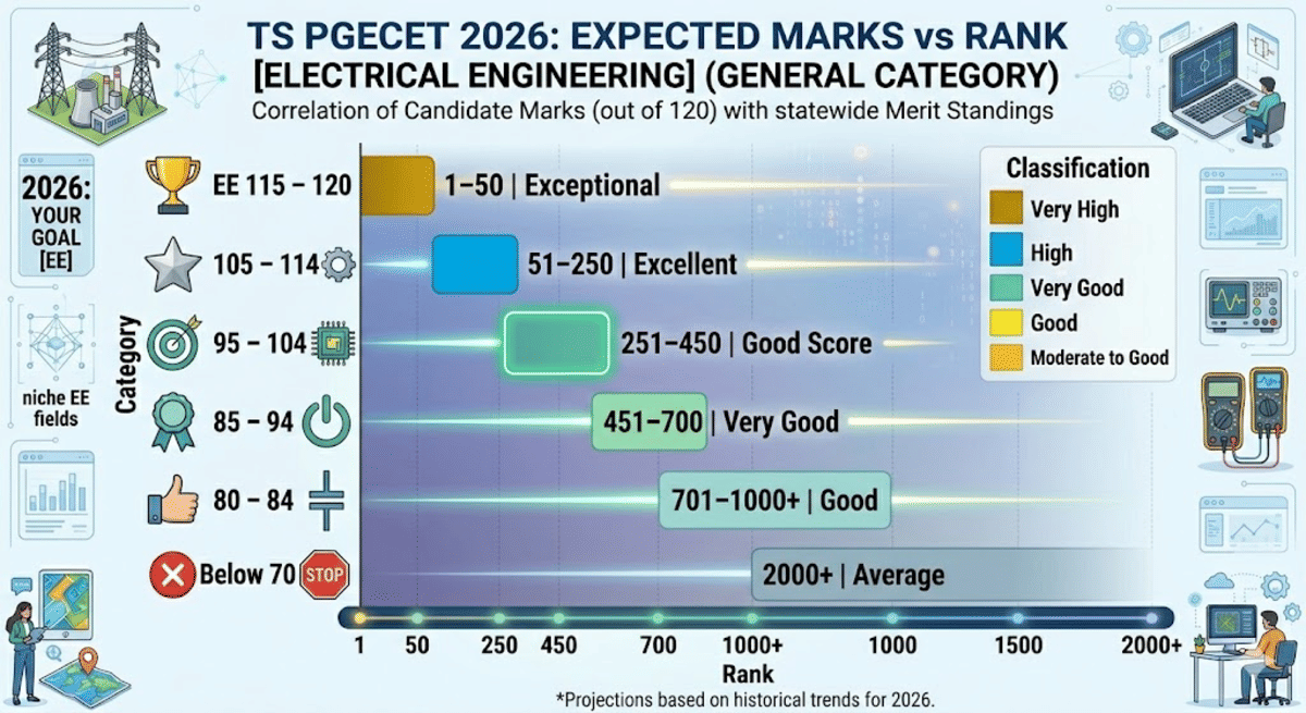 80 Marks in TS PGECET 2026 Electrical Engineering: Marks vs Rank (Expected)