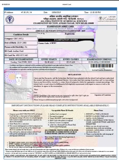 AIIMS BSc Nursing Admit Card 2027: Details Mentioned