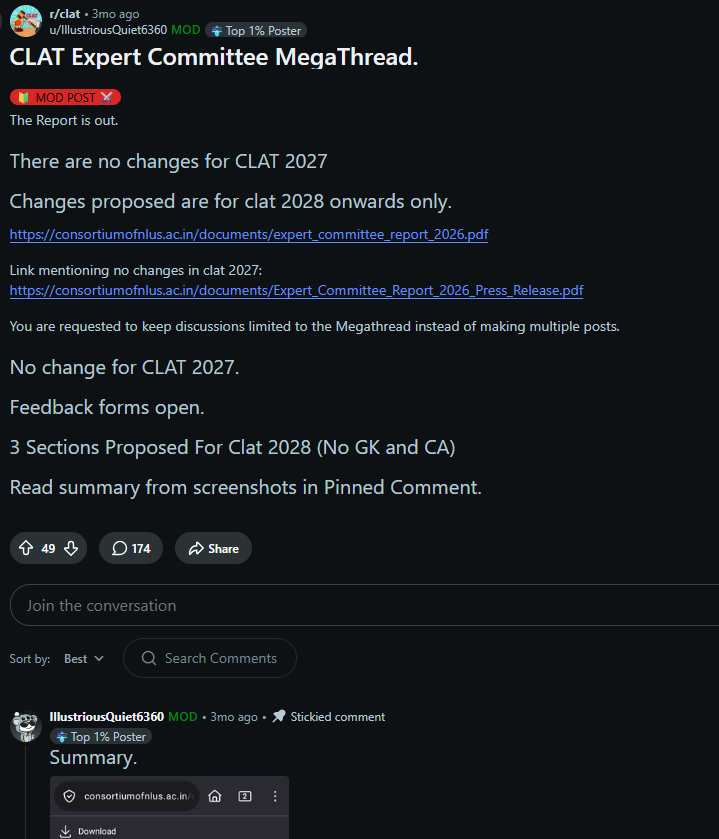 Reddit Posts on CLAT Exam Centres 2027