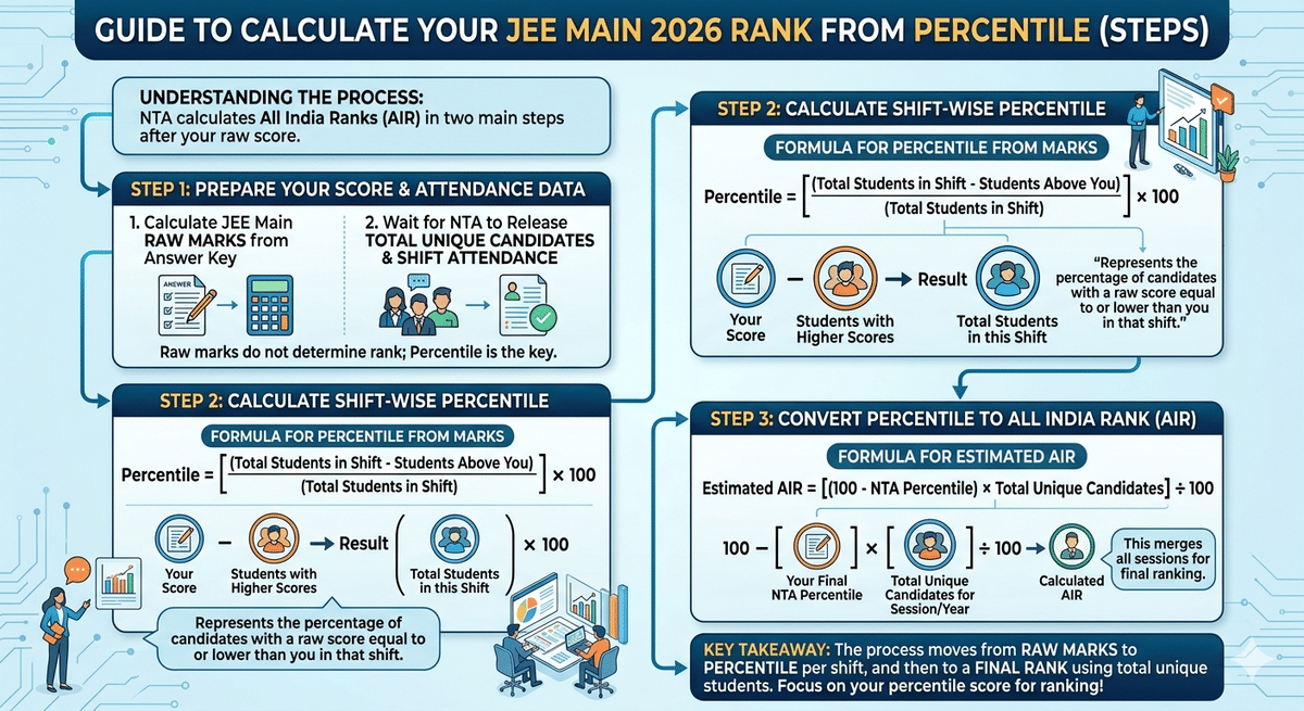 How to Calculate JEE Main 2026 Rank from Percentile?