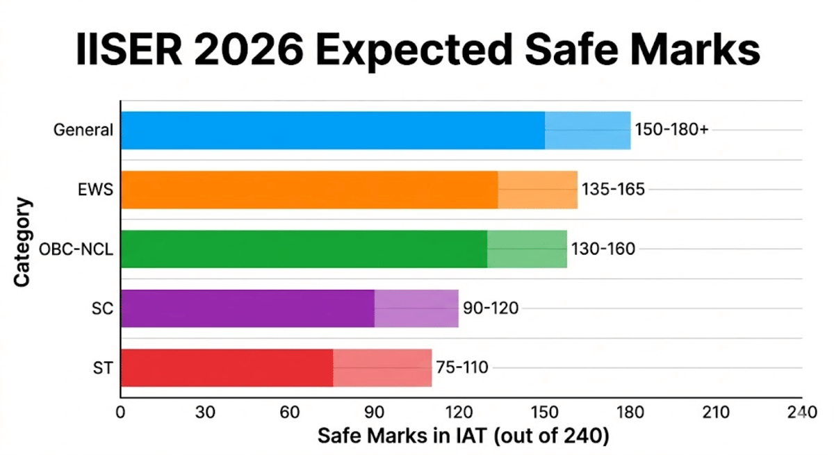 What is the Safe Marks for IISER?