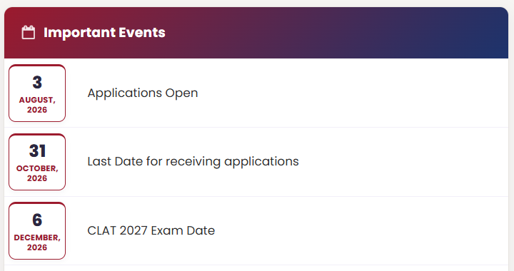 CLAT Exam Date 2027: Important Events