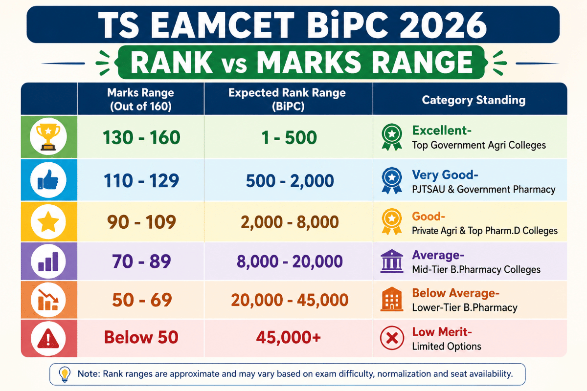 TS EAMCET BiPC 2026 Rank vs Marks Range
