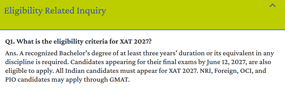 XAT 2027 Eligibility for Final-Year Students