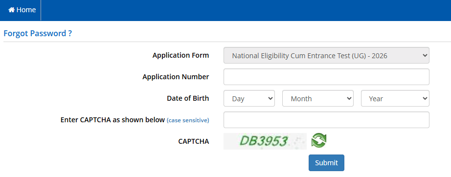 How to reset NEET login password?