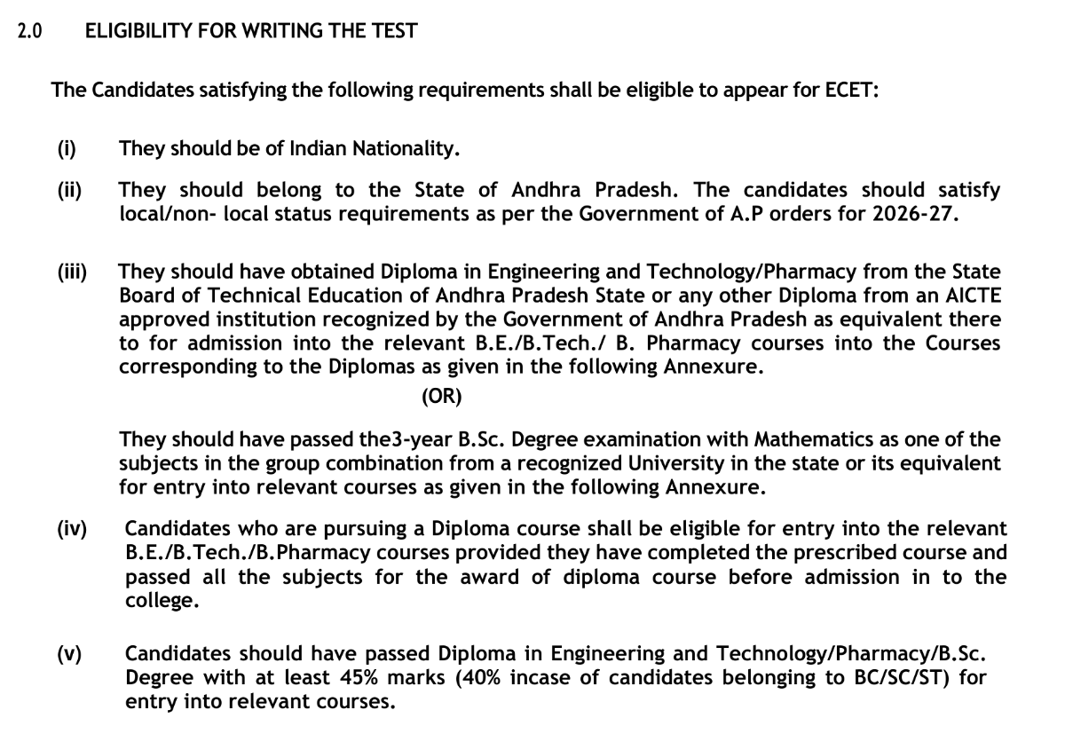 AP ECET 2027 Educational Qualification