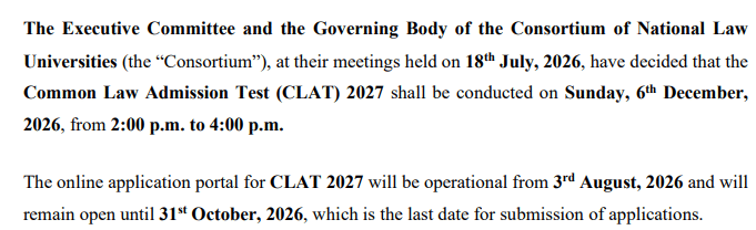 CLAT 2027 Exam Date